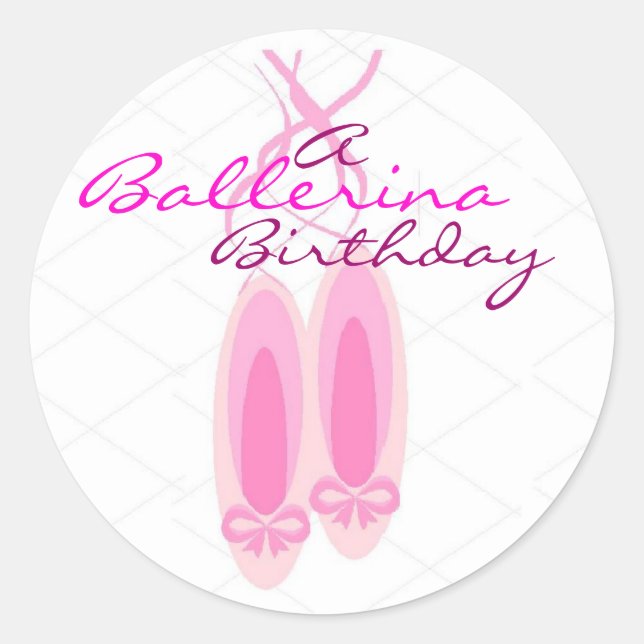 Pegatina Redonda Ballerina Birthday (Anverso)