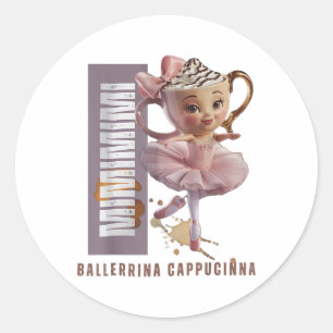 Pegatina Redonda Ballerina Cappuccino Italiano Brainrot Meme Humor 