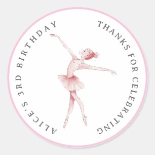 Pegatina Redonda Ballerina Center Stage Birday Classic Round