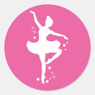 Pegatina Redonda Ballerina con estrellas en Silhouette