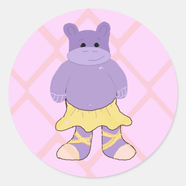 Pegatina Redonda Ballerina Hippo (Anverso)