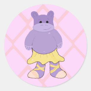 Pegatina Redonda Ballerina Hippo