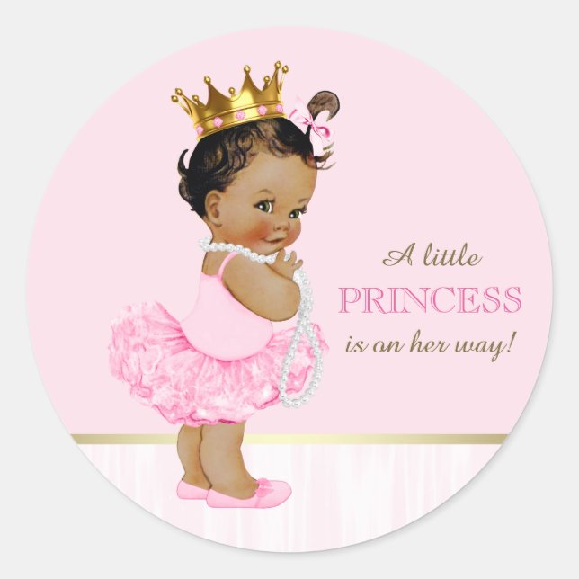 Pegatina Redonda Ballerina Princesa Tutu Baby Shower (Anverso)