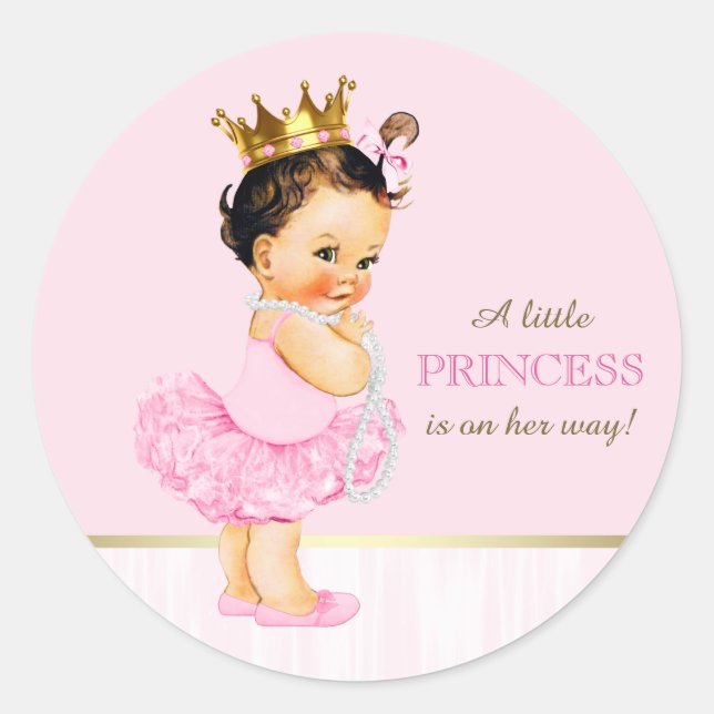 Pegatina Redonda Ballerina Princess Tutu Baby Shower (Anverso)
