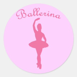 Pegatina Redonda Ballerina Silhouette