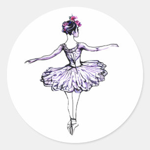 Pegatina Redonda Ballerina Silhouette