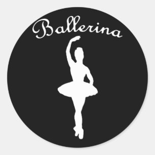 Pegatina Redonda Ballerina Silhouette