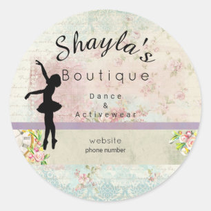 Pegatina Redonda Ballerina Silhouette Elegant Vintage Business