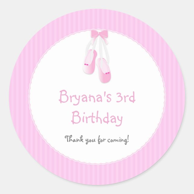 Pegatina Redonda Ballerina Slippers Pegatinas Fiestas de ballet ros (Anverso)