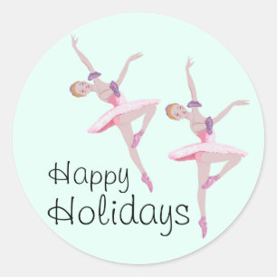 Pegatina Redonda Ballerina Sugar Pluma Fairy Nutcracker Navidades