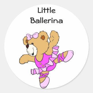 Pegatina Redonda Ballerina Teddy Bear