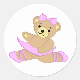 Pegatina Redonda Ballerina Teddy Bear