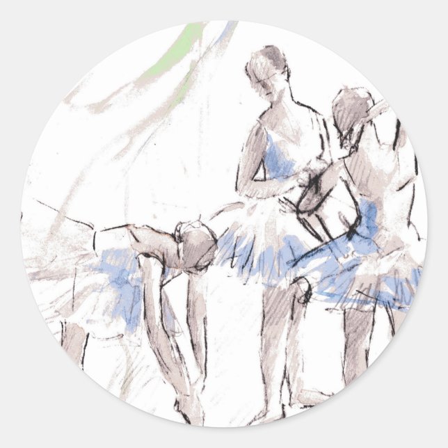 Pegatina Redonda Ballet acuático bailando Ballerina (Anverso)