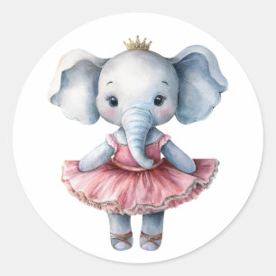 Pegatina Redonda Ballet bailarín de elefante lindo