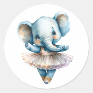 Pegatina Redonda Ballet bailarín de elefante lindo