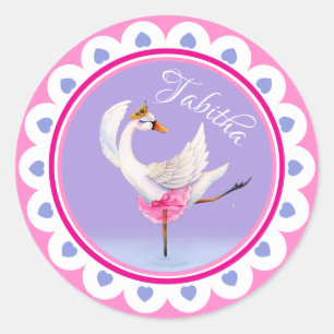 Pegatina Redonda Ballet bailarín sensacional swan morado personaliz
