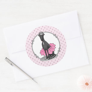 Pegatina Redonda Ballet Ballerina Princess Greyhound Dog (negro)