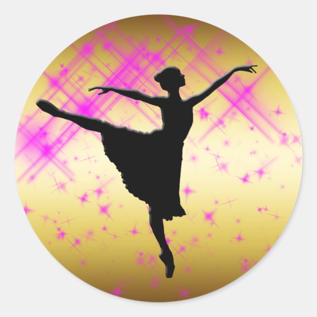 PEGATINA REDONDA BALLET DANCER SILHOUETTE (Anverso)