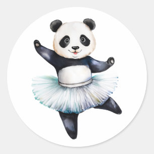 Pegatina Redonda Ballet de baile de panda lindo