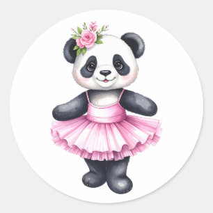 Pegatina Redonda Ballet de baile de panda lindo