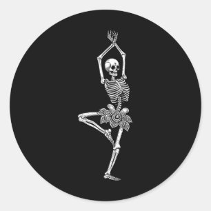 Pegatina Redonda Ballet de danza Skeleton Ballet Halloween Costu