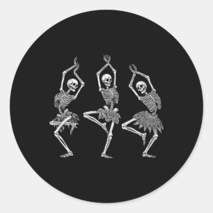 Pegatina Redonda Ballet de danza Skeleton Ballet Halloween Costu