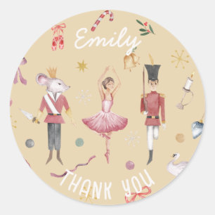 Pegatina Redonda Ballet Nutcracker Ballerina Cumpleaños Gracias
