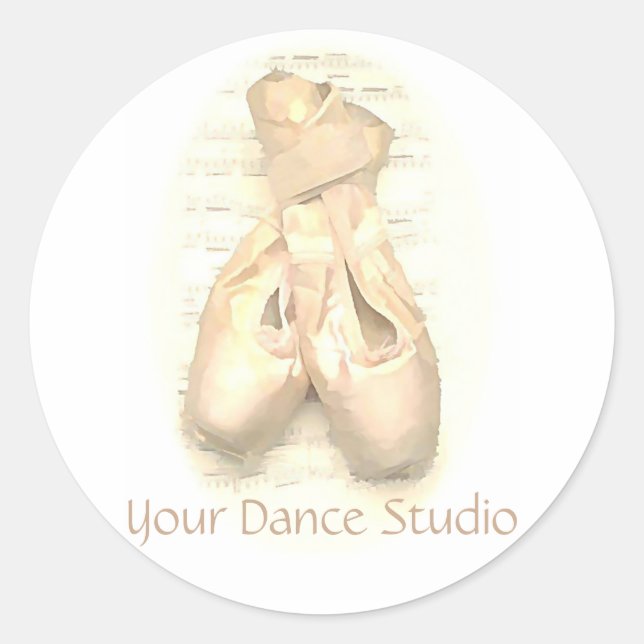 Pegatina Redonda Ballet Pointe Shoes Pintado Personalizado (Anverso)