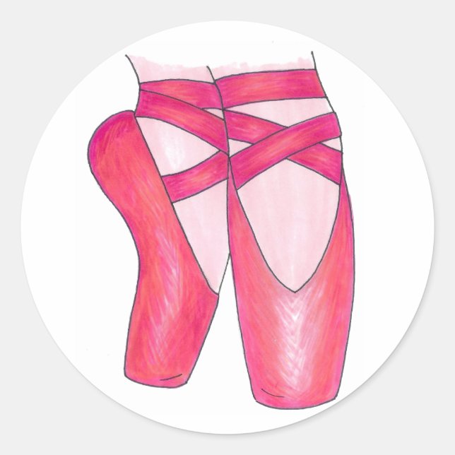 Pegatina Redonda Ballet Pointe Toe Shoes Ballerina Profesora de dan (Anverso)