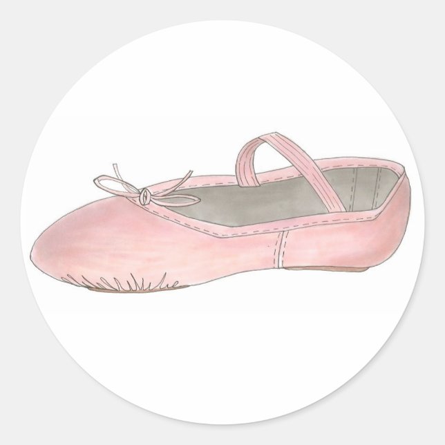 Pegatina Redonda Ballet rosa zapato zapatilla Ballerina Clase de ba (Anverso)