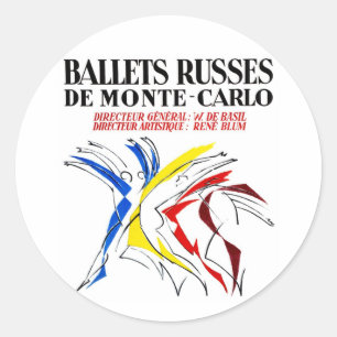 Pegatina Redonda Ballet Rusos - Arte de bailarín abstracto amante