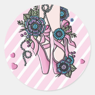Pegatina Redonda Ballet Shoes