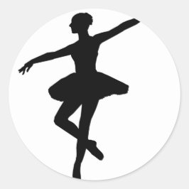 Pegatina Redonda Ballet simple Ballerina Blanca Negra