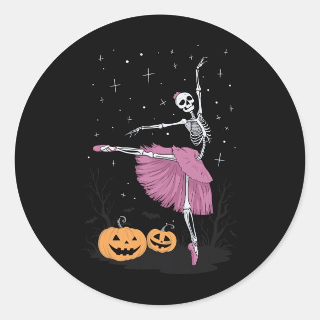 Pegatina Redonda Ballet Skeleton 4 (Anverso)
