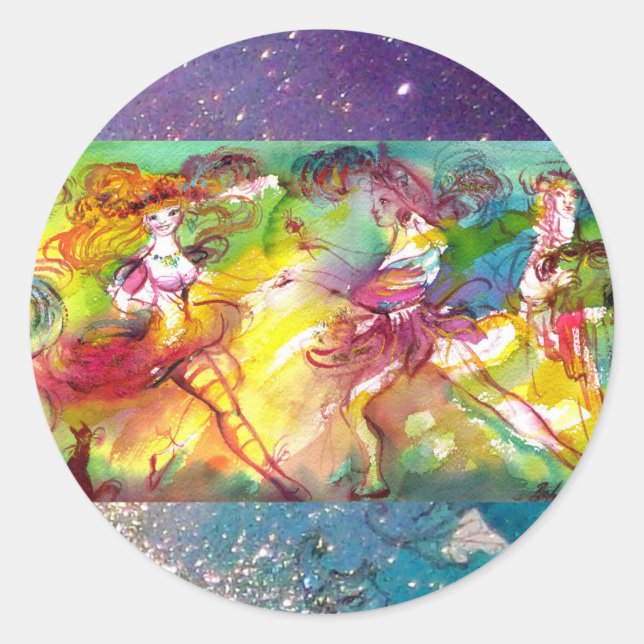 Pegatina Redonda BALLETA DE CARNAVAL / Mascarada veneciana, danza,  (Anverso)