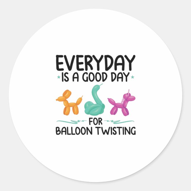 Pegatina Redonda Balloon Animals | Modelling Balloons Twister Gifts (Anverso)