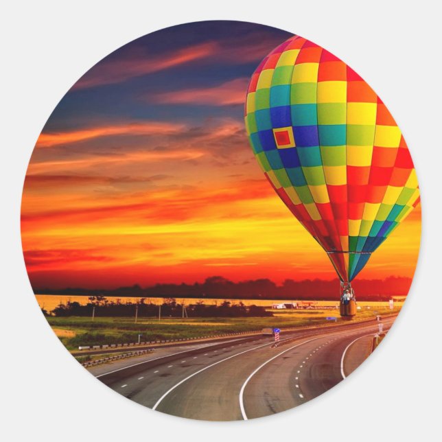 Pegatina Redonda Balloon Sunset (Anverso)