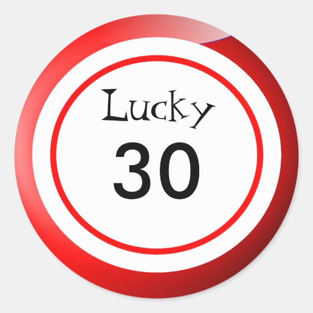Pegatina Redonda Balls Lucky Numbers Diversión (Anverso)