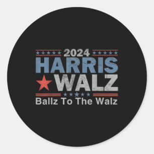 Pegatina Redonda Ballz Al W Harris W 2024 Kalama Harris Waltz 2