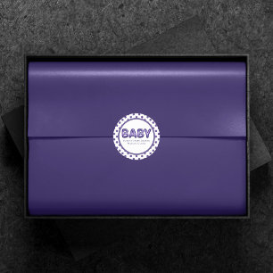 Pegatina Redonda Balón bebé Real Violet Purple Baby Shower