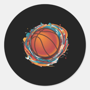 Pegatina Redonda Balón de baloncesto giratorio