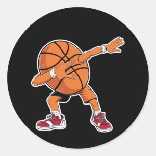 Pegatina Redonda Balón de baloncesto haciendo dabbing divertido jug
