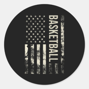 Pegatina Redonda Balón de baloncesto premium de bandera estadounide