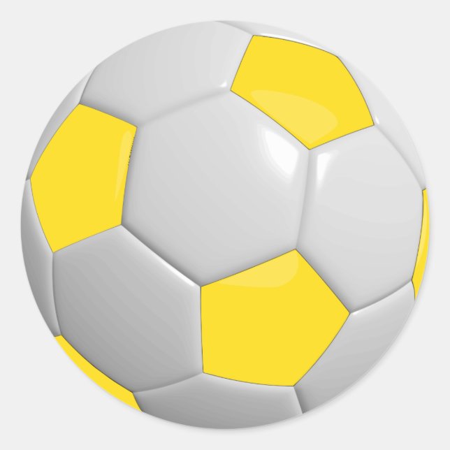 Pegatina Redonda Balón de Fútbol Amarillo y Blanco (Anverso)