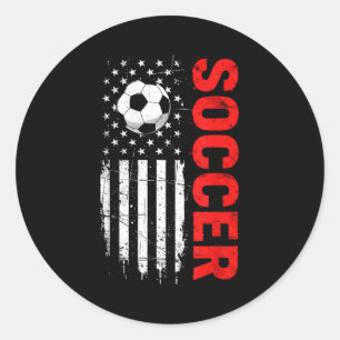 Pegatina Redonda Balón de fútbol americano patriótico con bandera e