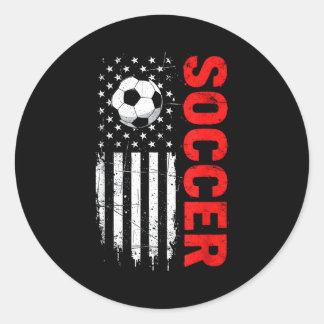 Pegatina Redonda Balón de fútbol americano patriótico con bandera e