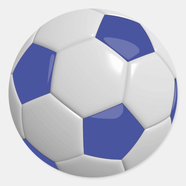 Pegatina Redonda Balón de Fútbol Azul Oscuro y Blanco (Anverso)
