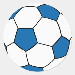 Pegatina Redonda balón de fútbol azul y blanco
