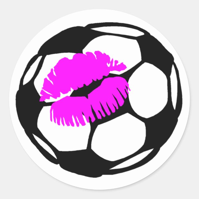 Pegatina Redonda Balón de fútbol (Beso) (Anverso)