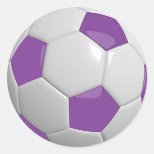 Pegatina Redonda Balón de fútbol blanco y morado